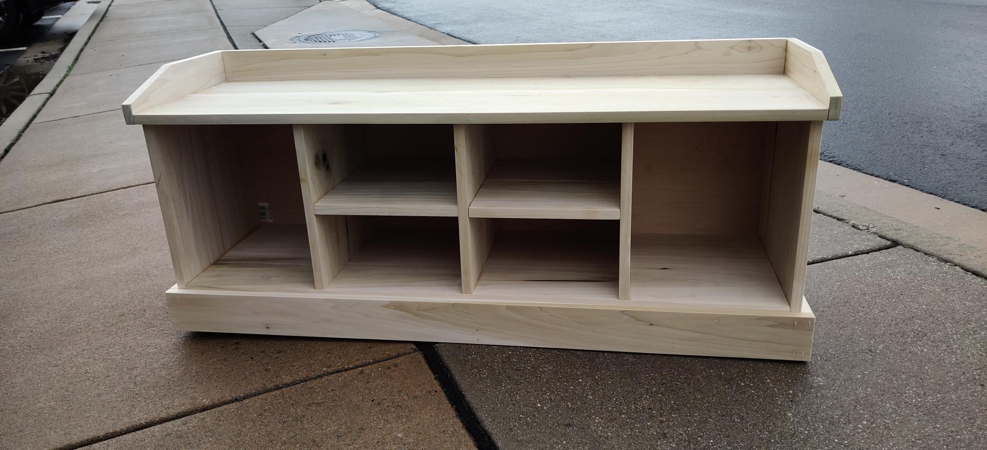 Unfinished entryway store bench